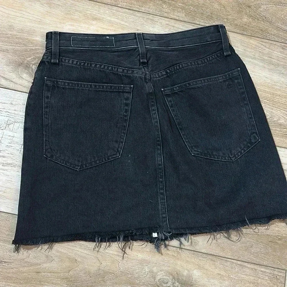 Rag & Bone Black Denim Mini Skirt - Size 26 - Picture 4 of 5